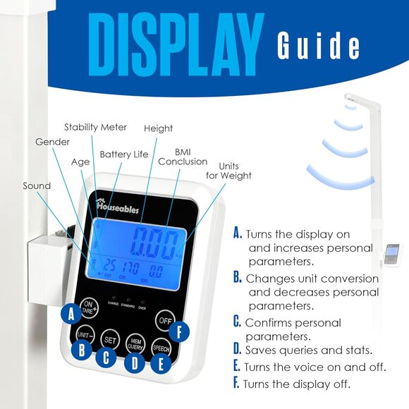 Houseables Medical Scale, Digital, Touchless Sonar Stadiometer - Picture 7 of 8
